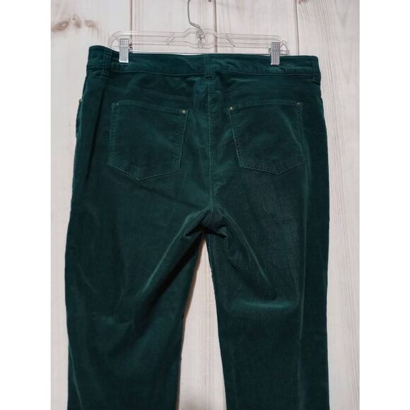 Chico's Pants Ladies 12 Chico's 2 Green Corduroy Straight Leg Western Dark Acade - Picture 4 of 8